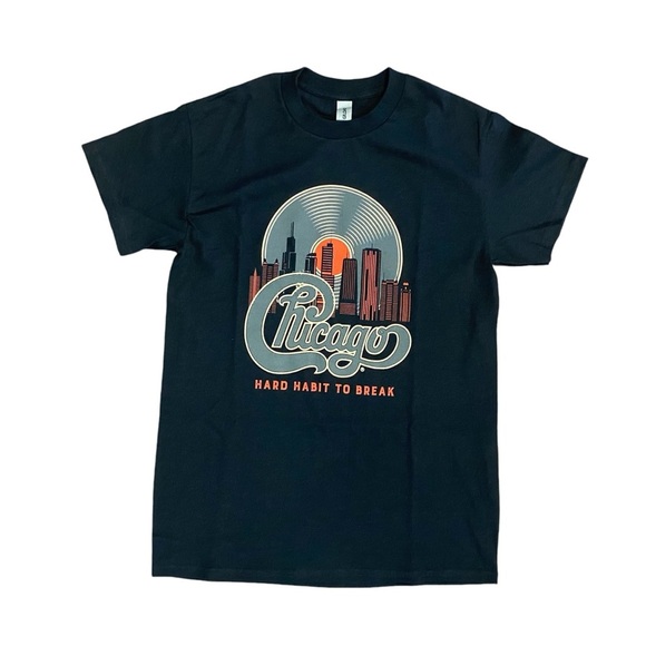 Chicago Band Shirt NEW Hard Habit to Break Tour 2023 Black Graphic Tee Small - Picture 1 of 9